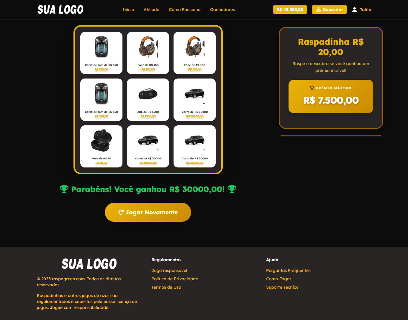 Script de Raspadinha Laravel Php 21 Temas - Imagem 4